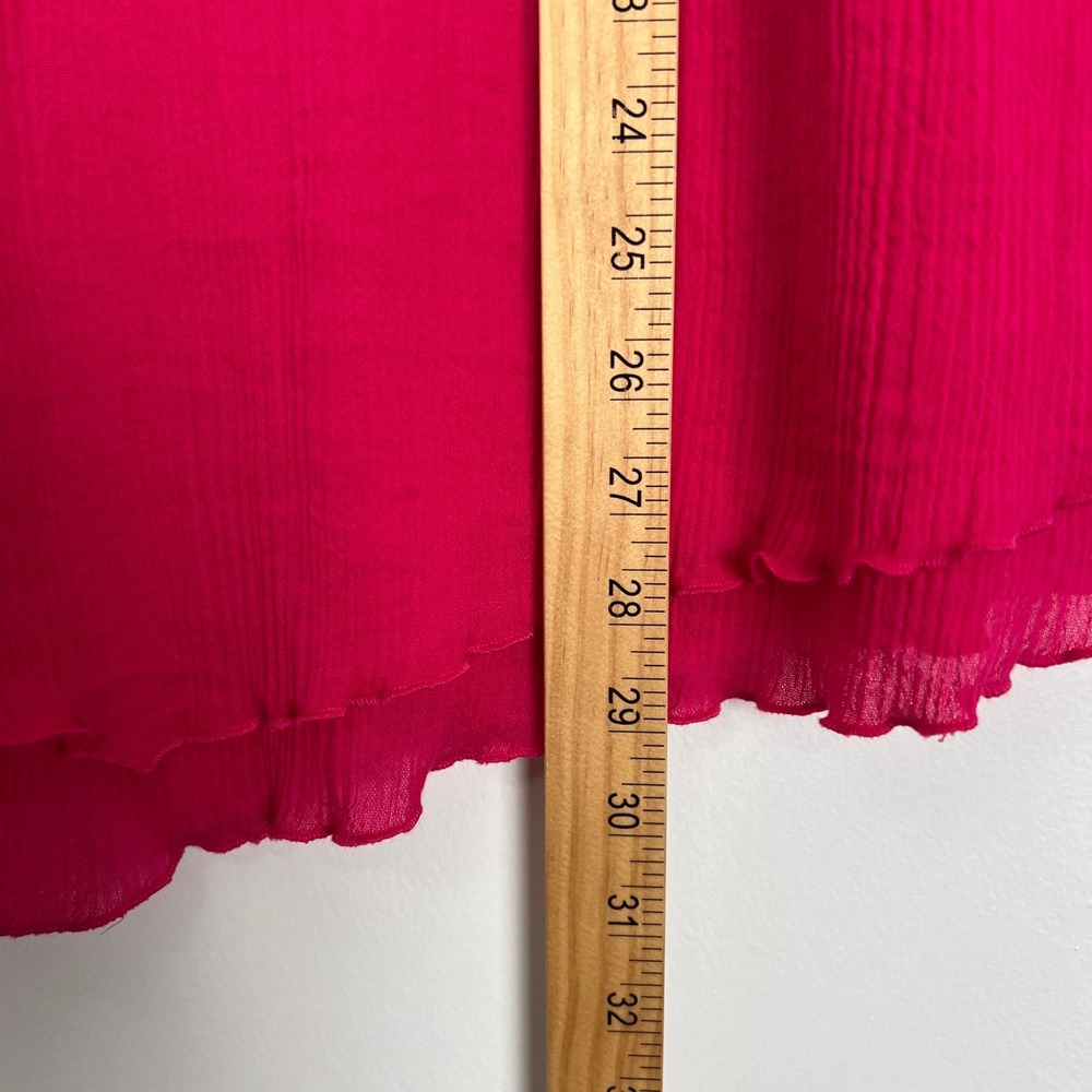 Soft Surroundings Magenta Pink Cotton Crinkle Tunic Ruffle Sleeve Top L 2FW37 - Picture 4 of 9